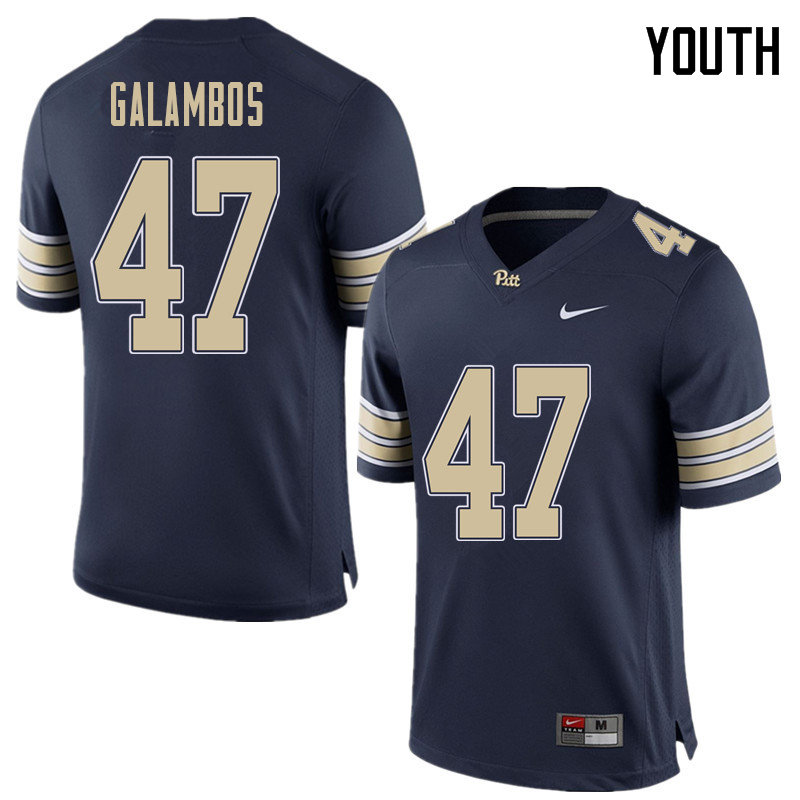 Youth #47 Matt Galambos Pittsburgh Panthers College Football Jerseys Sale-Home Blue